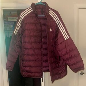 Adidas Men's Burgundy Puffer Jacket